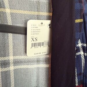Free People XS Navy and Gray Plaid Coat